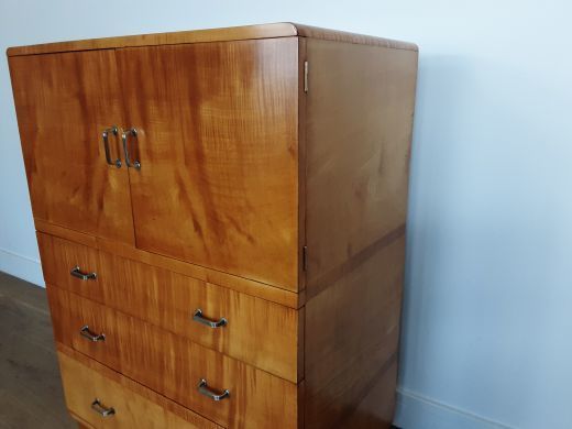 Art Deco Linen Press In A Satin Maple photo vintage