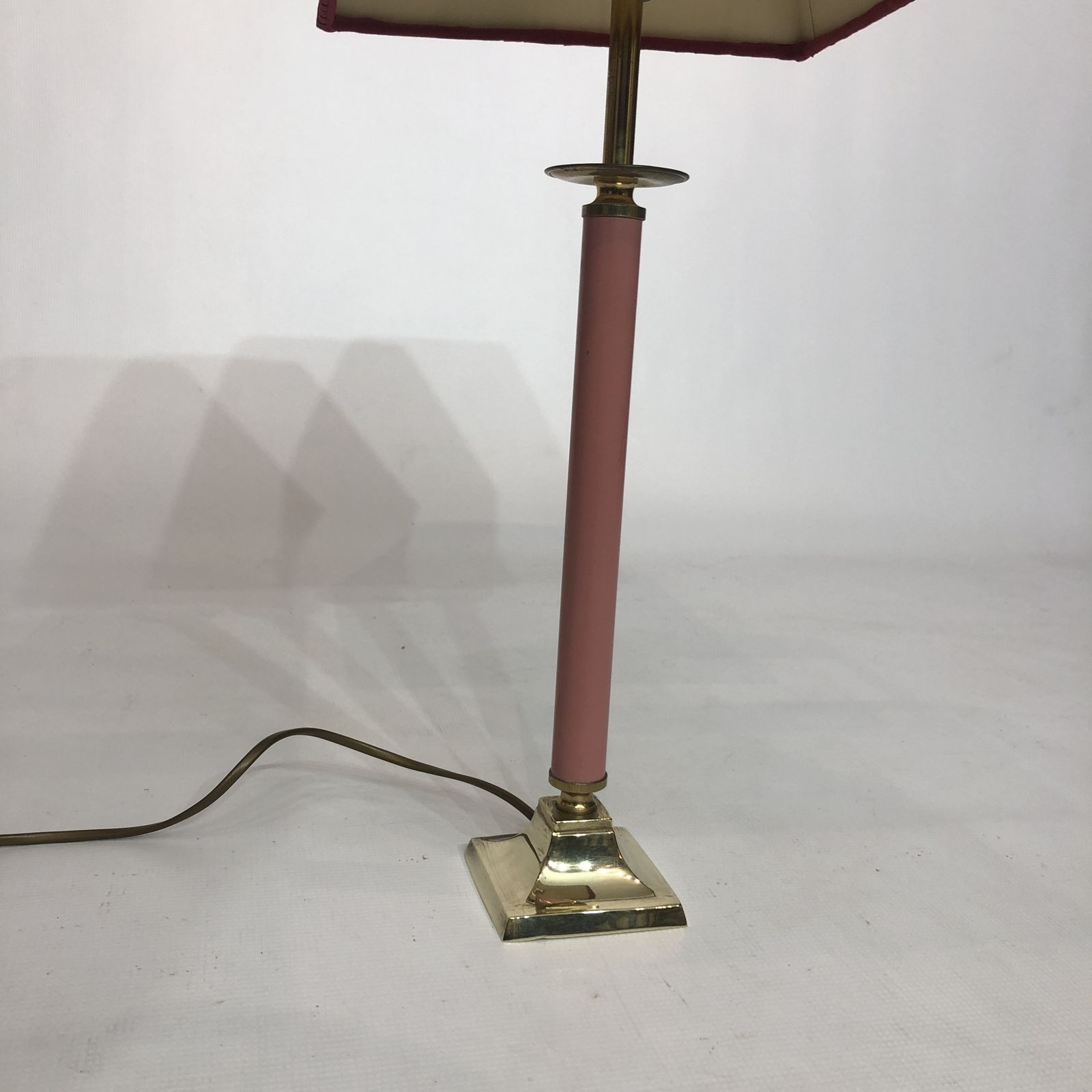 1980s Brass And Pink Enamel Table Lamp Memphis Vintage Arcade Candle photo 230.0