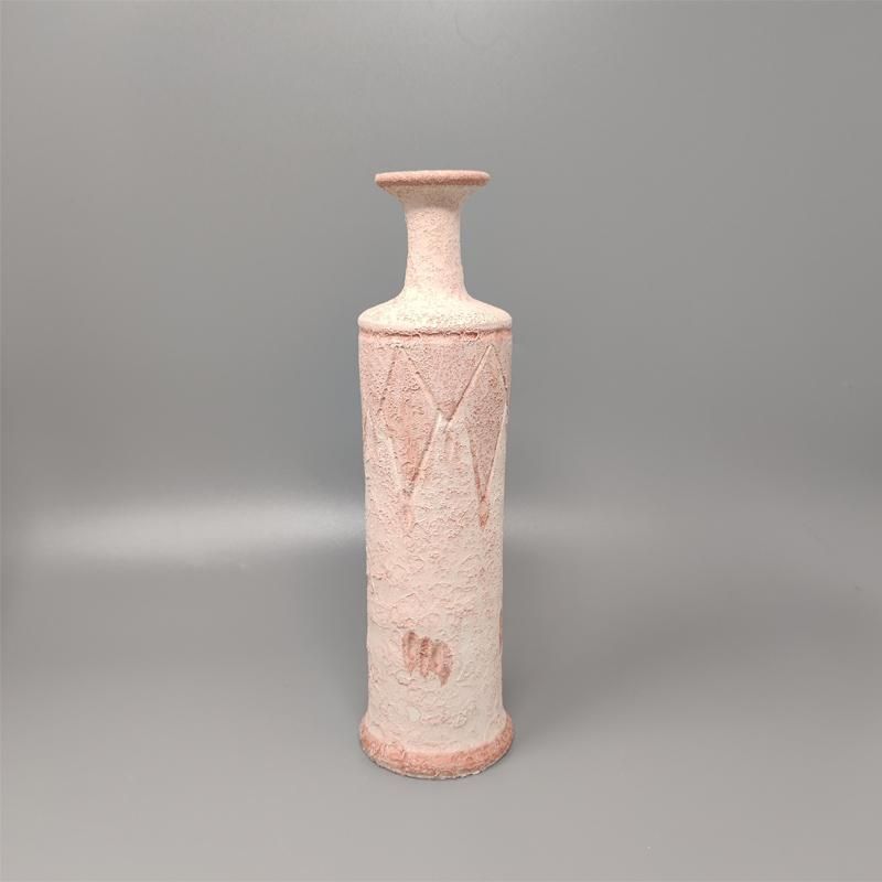 1970s Amazing Pair Of Vases In Ceramic In Antique Pink Color. Made In Italy photo 321.0