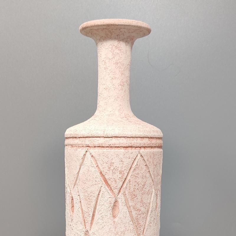 1970s Amazing Pair Of Vases In Ceramic In Antique Pink Color. Made In Italy photo vinterior
