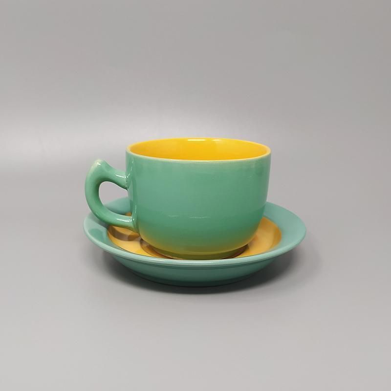 1980s Gorgeous Green And Yellow Tea Set/Coffee Set In Ceramic By Naj Oleari. Made In Italy photo vinterior