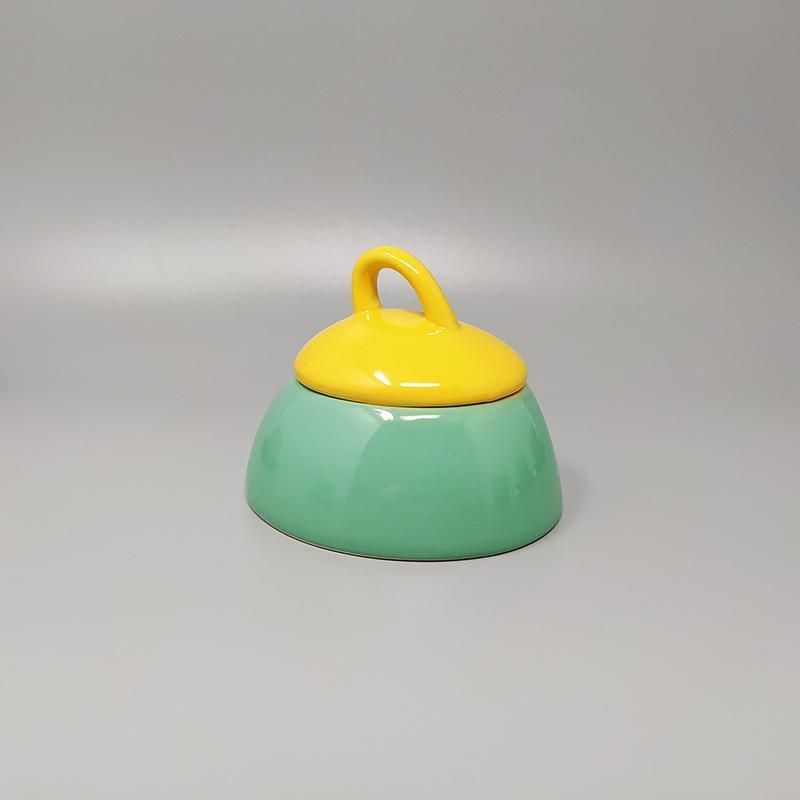 photo furniture 1980s Gorgeous Green And Yellow Tea Set/Coffee Set In Ceramic By Naj Oleari. Made In Italy