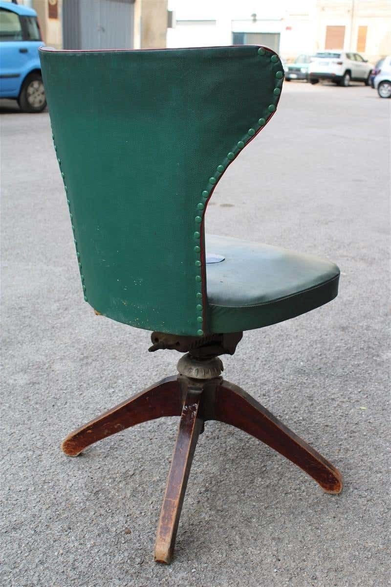 Green Mid Century Swivel Italian Chair Office Feet Wood Melchiorre Bega Style photo 1881.0