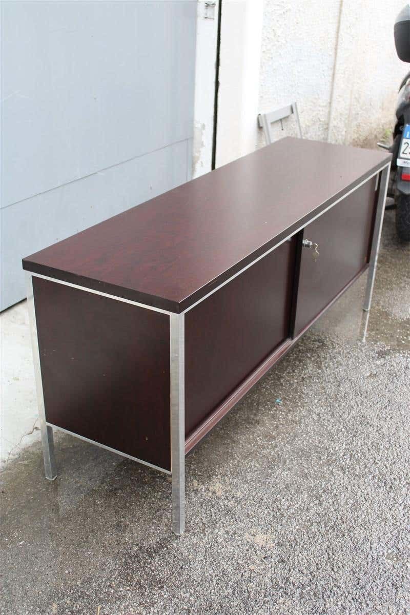Minimalist Sideboard In Wood And Metal Parts Tecno 1970 Italia photo vintage