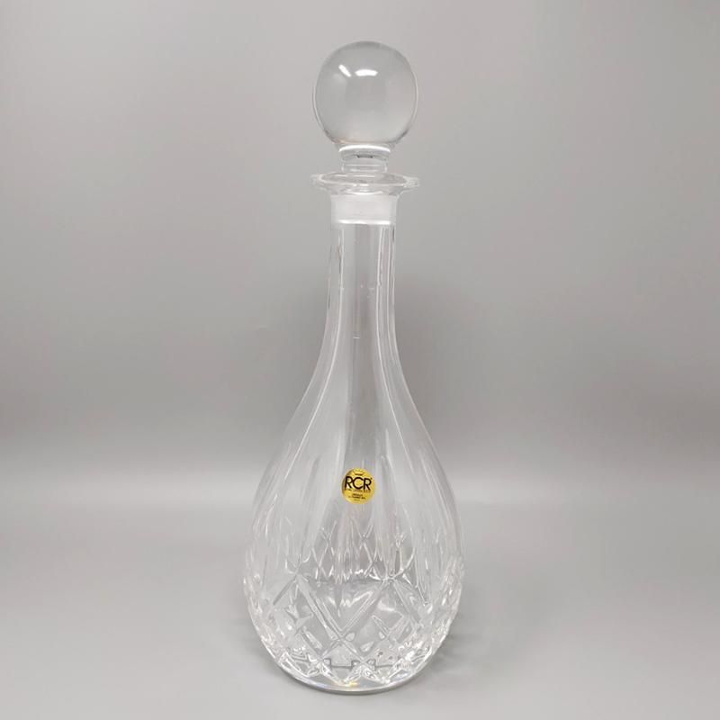 1960s Elegant Italian Mid Century Vintage Crystal Decanter With 6 Crystal Glasses photo Home Decor