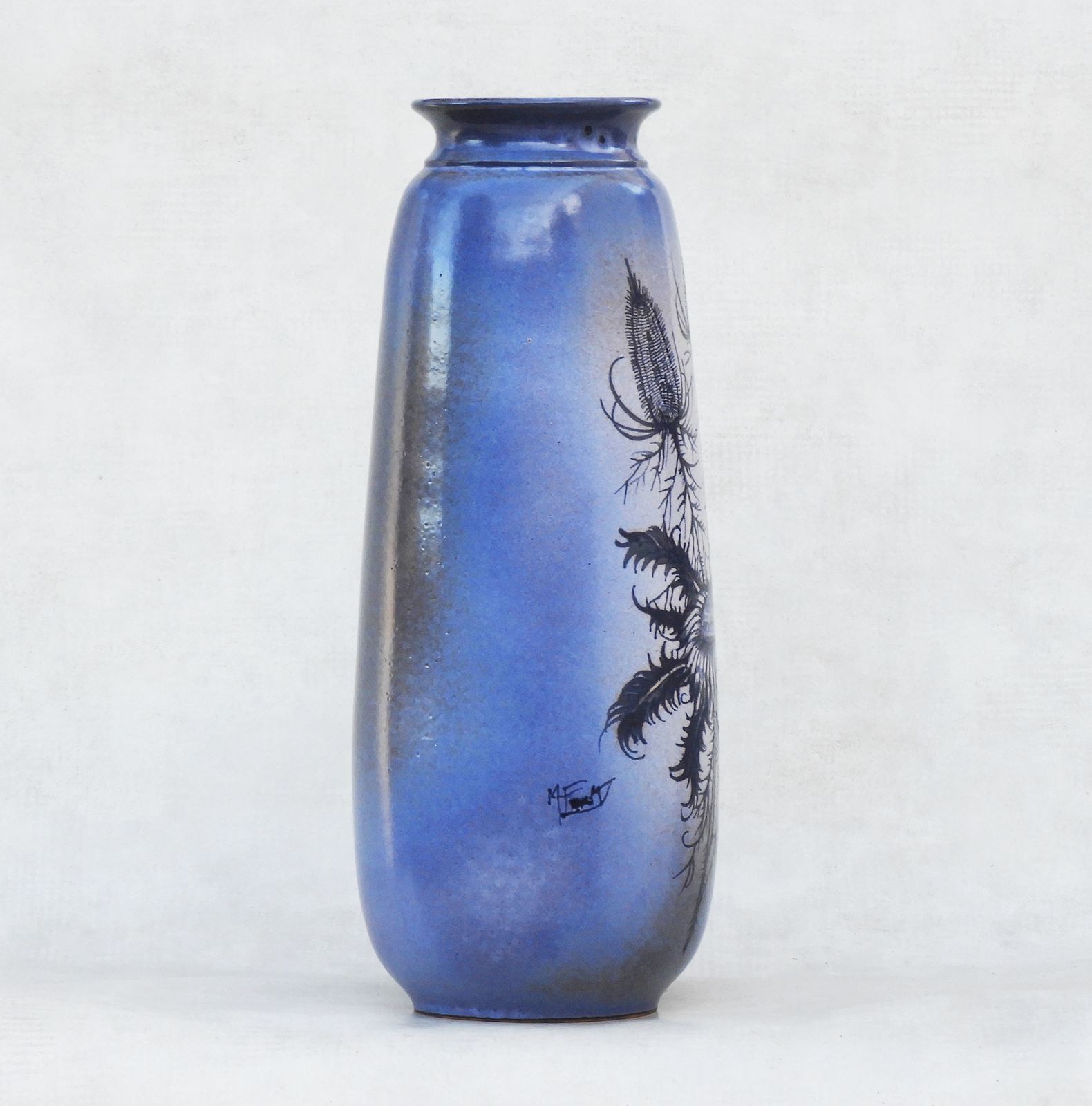 Tall Mid Century French Ceramic Vase By Jacques Fonck Et Jean Mateo For Vallauris C1960 photo vintage