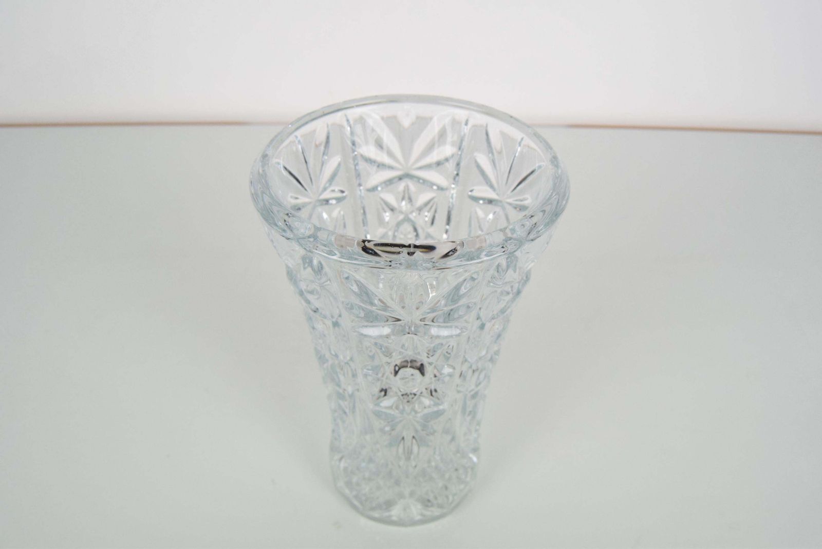 Mid Century Crystal Glass Vase,1950's photo Home Decor