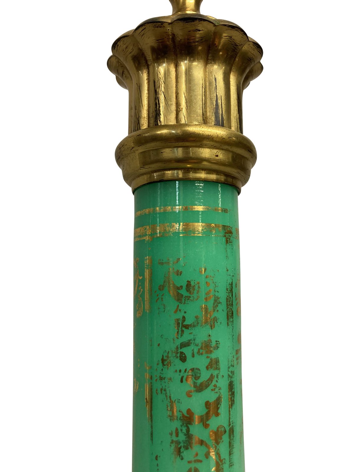 An Italian Eglomise Lamp In Mint Green Glass photo Lighting