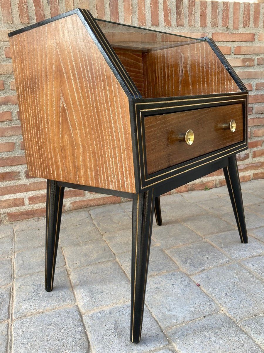 Mid Century Italian Glass Nightstands, 1960s, Set Of 2 photo for sale