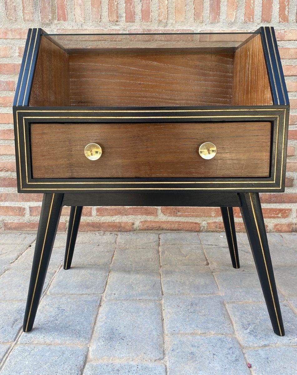 Mid Century Italian Glass Nightstands, 1960s, Set Of 2 photo vintage