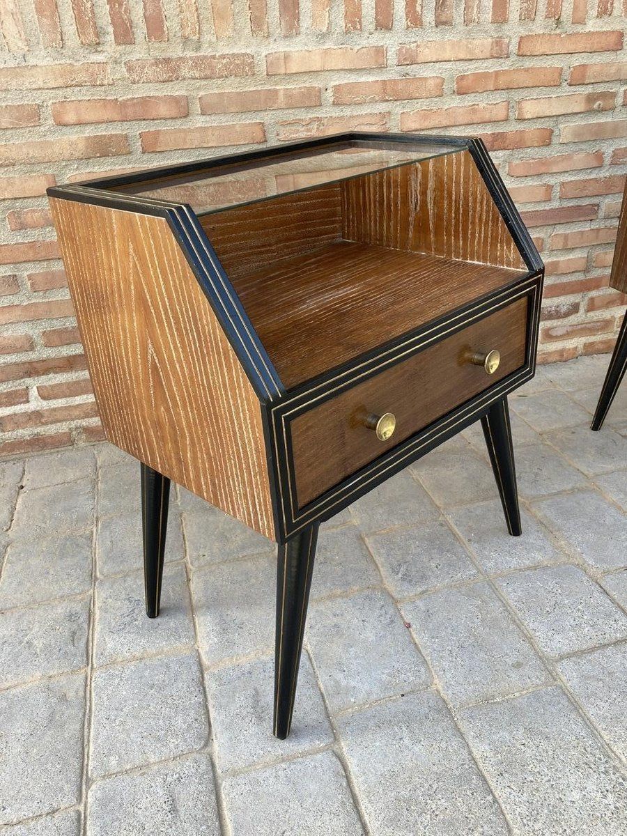 photo furniture Mid Century Italian Glass Nightstands, 1960s, Set Of 2