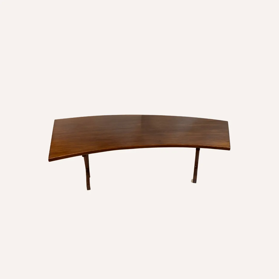 Teak Veneered Kidney Shaped Curved Coffee Table photo 477.36