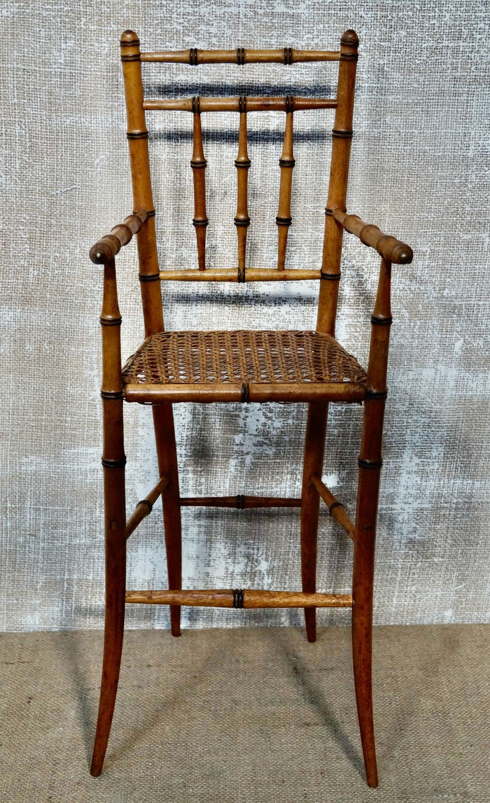 Rare French Antique Faux Bamboo Dolls Highchair photo furniture