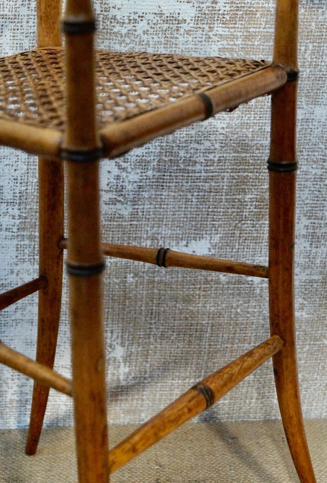 Rare French Antique Faux Bamboo Dolls Highchair photo vinterior