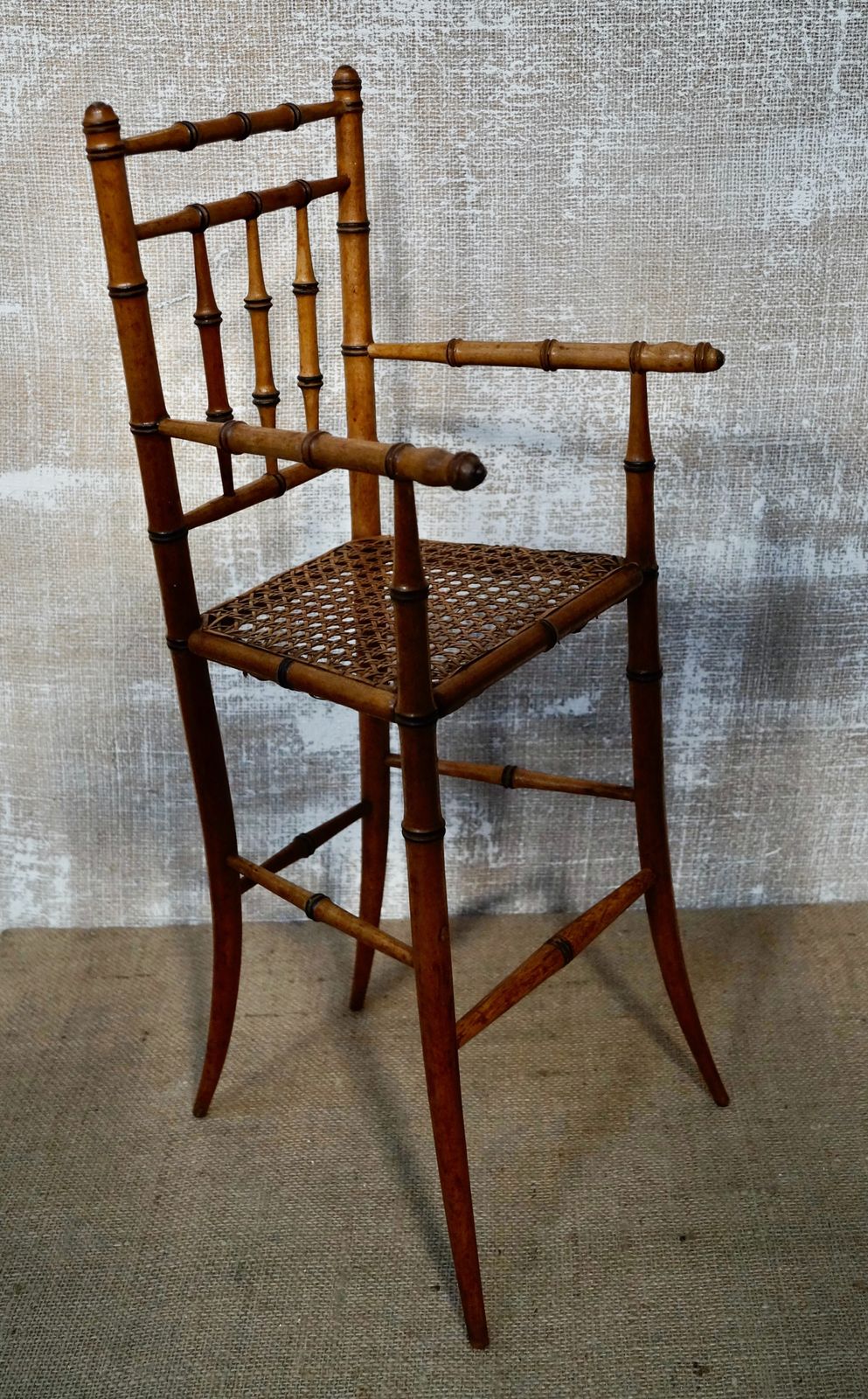 Rare French Antique Faux Bamboo Dolls Highchair photo buy