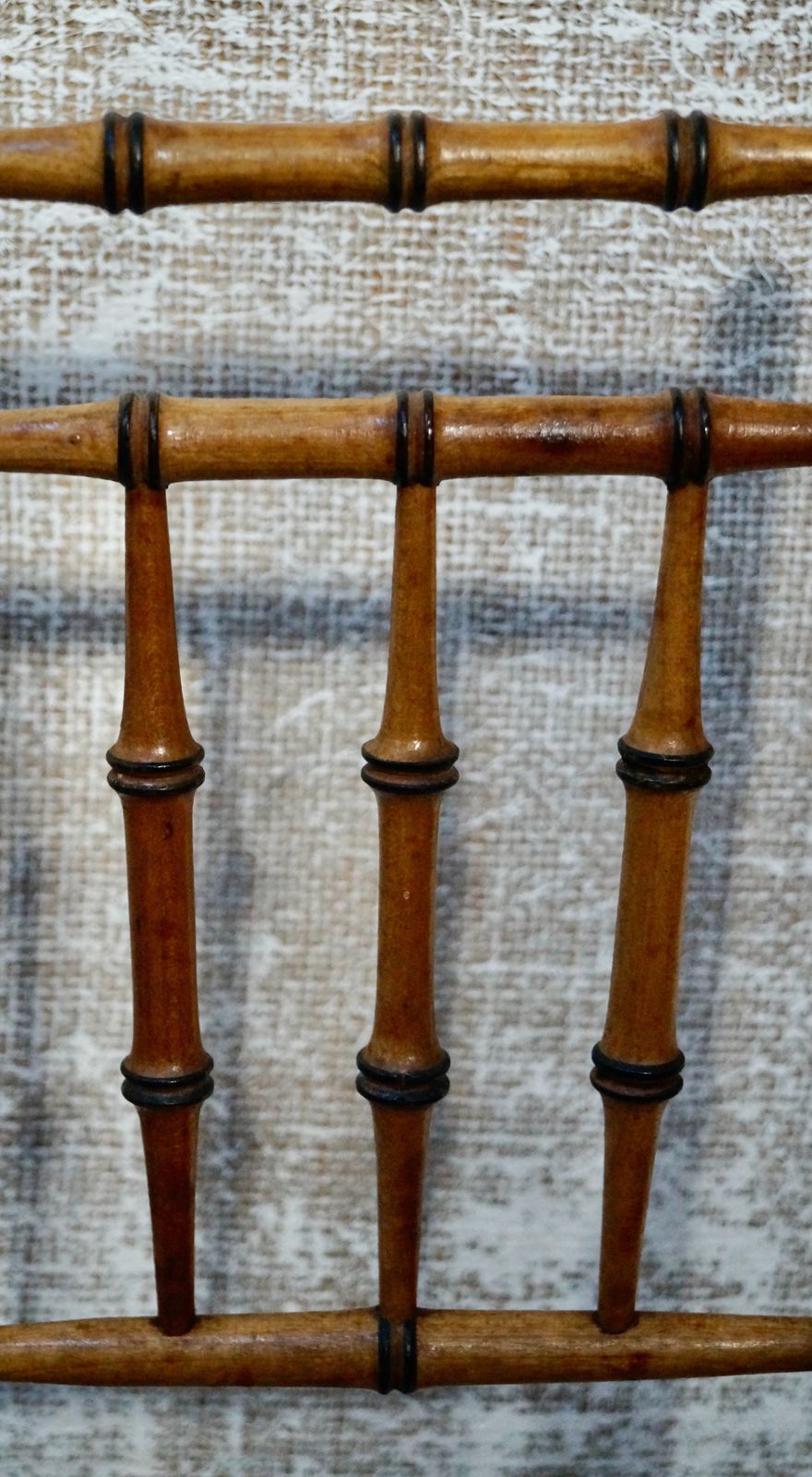 photo vinterior Rare French Antique Faux Bamboo Dolls Highchair