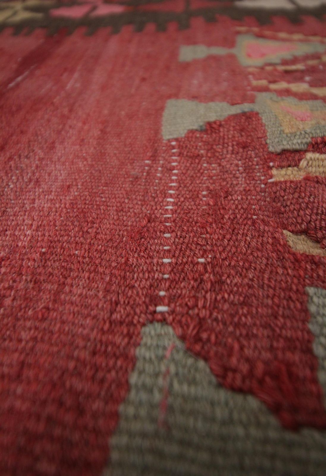 Handmade Carpet Kilim Rug, Traditional Tribal Red Wool Area Rug photo vintage