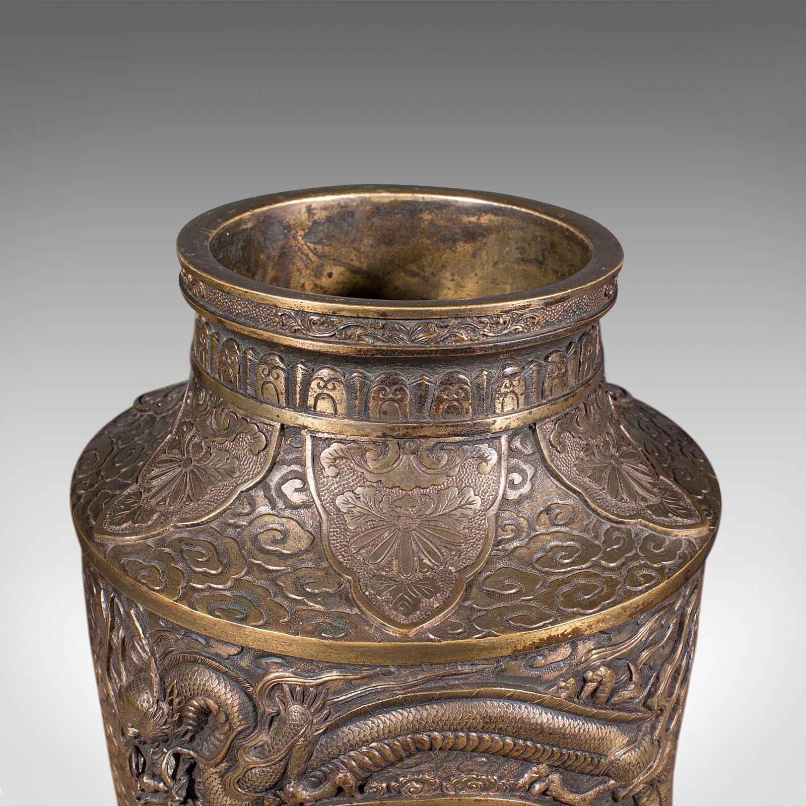 Large Antique Decorative Vase, Japanese, Bronze, Meiji Period, Urn, C.1900 photo Home Decor