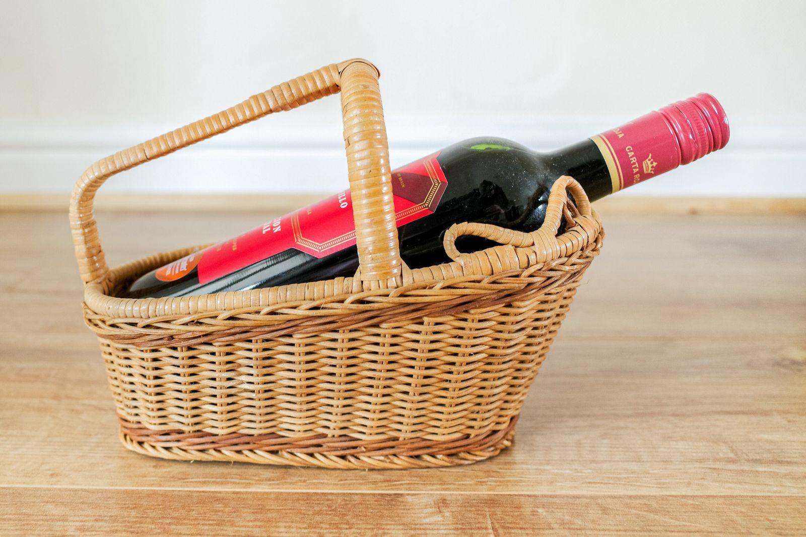 French Wicker Wine Rack Rattan Bottle Basket photo furniture