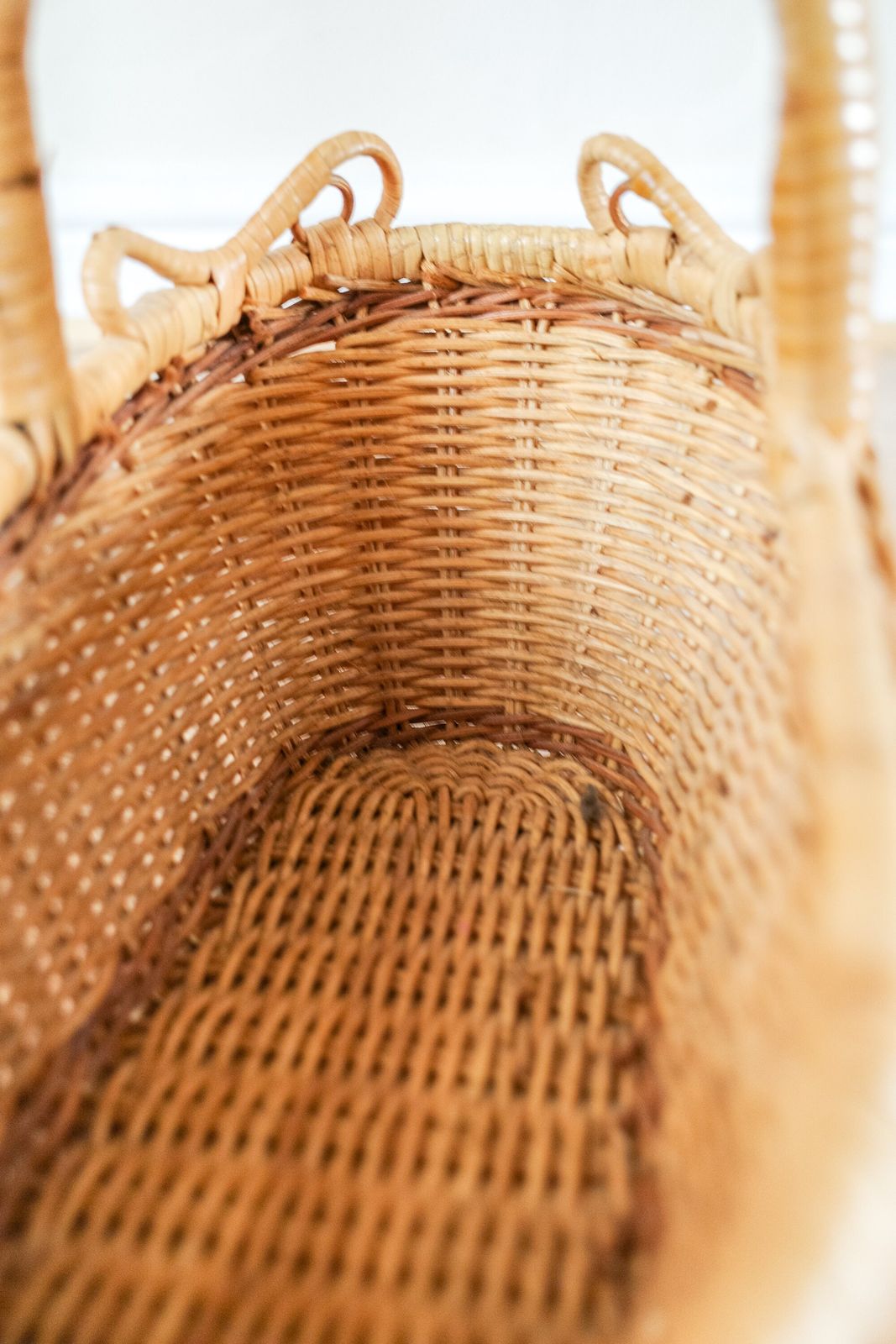French Wicker Wine Rack Rattan Bottle Basket photo vintage