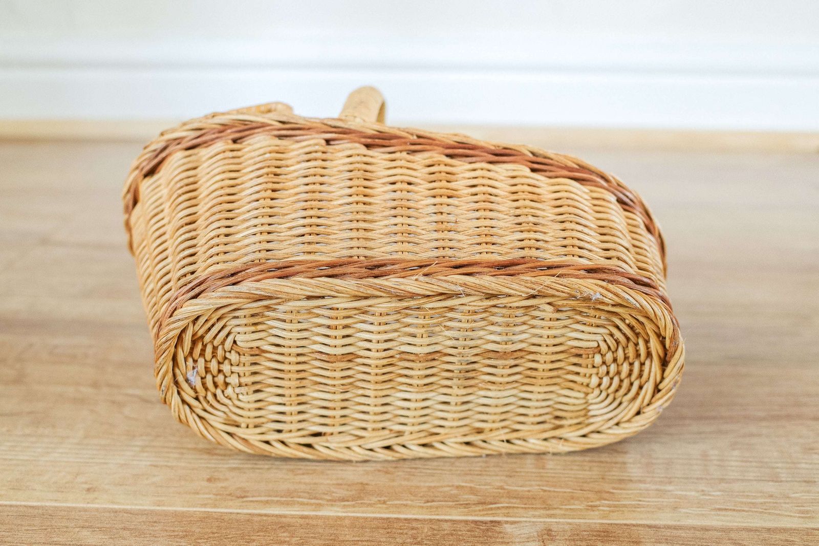 photo for sale French Wicker Wine Rack Rattan Bottle Basket