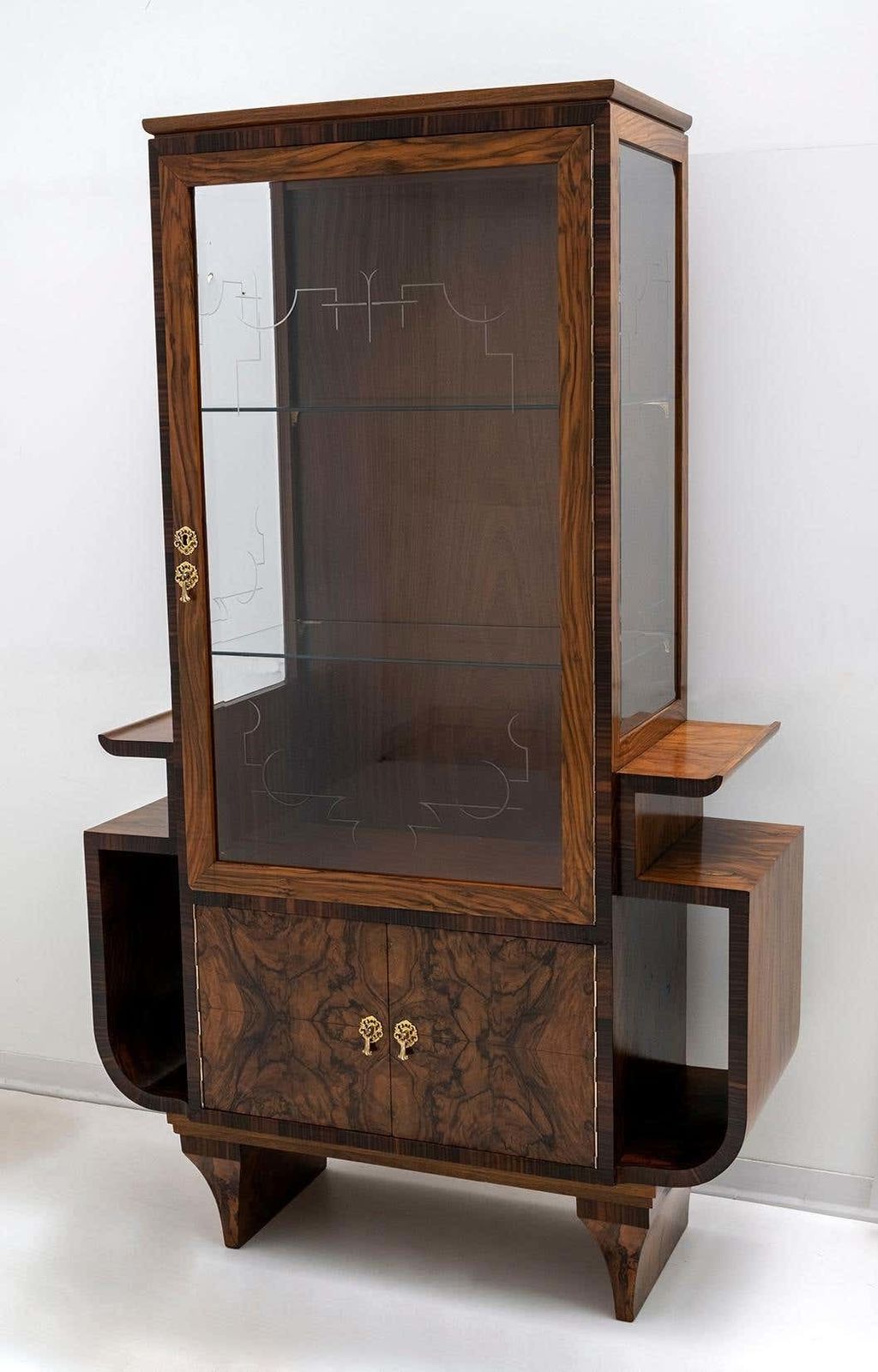 Art Dèco Italian Walnut Vitrines Or Bar Display Cabinet, 1925 photo furniture