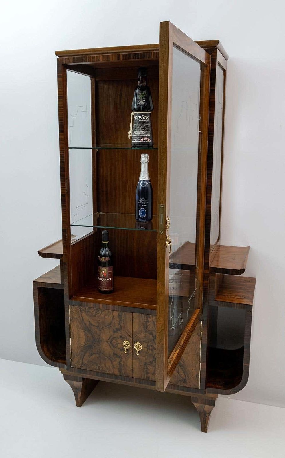 Art Dèco Italian Walnut Vitrines Or Bar Display Cabinet, 1925 photo buy