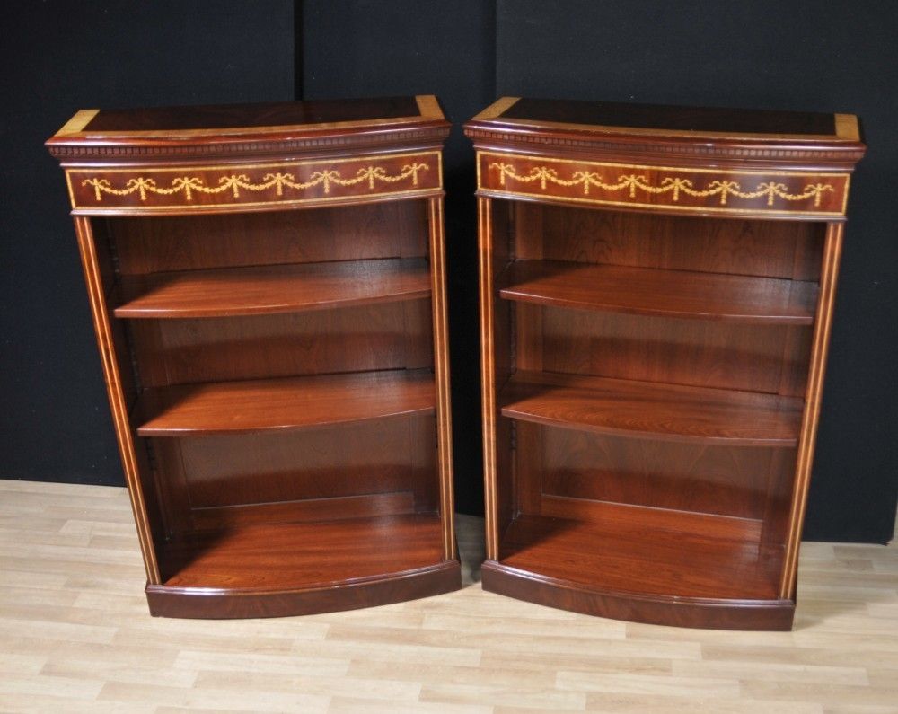 Pair Regency Adjustable Shelving Sheraton Inlay photo Furniture