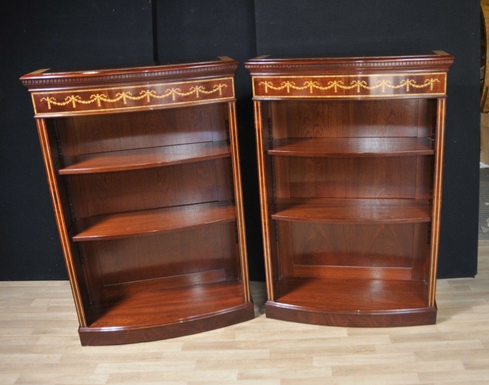 Pair Regency Adjustable Shelving Sheraton Inlay photo 1850.0