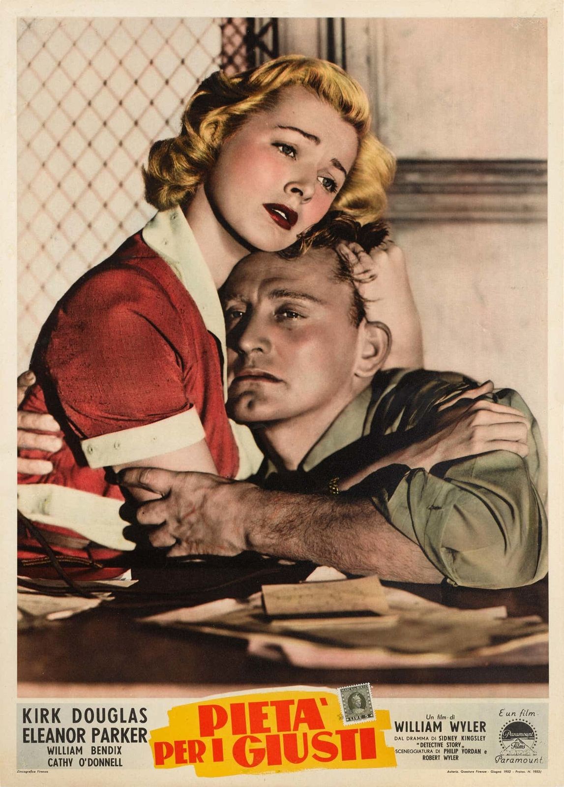 Original Italian Film Poster For Detective Story 1951 photo furniture