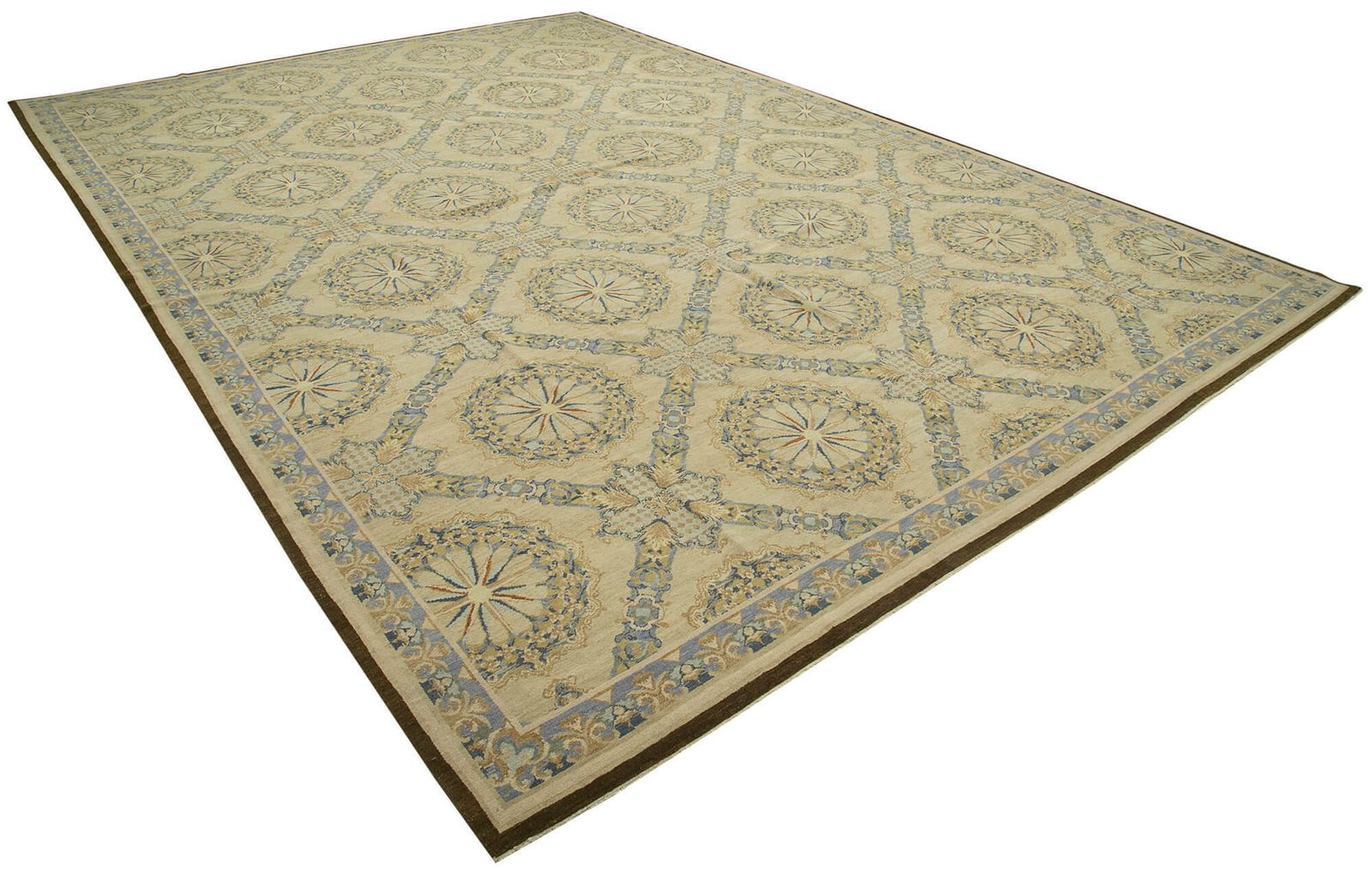 Hand Knotted Oriental Beige Large Oushak Rug   417cm X 614cm photo furniture