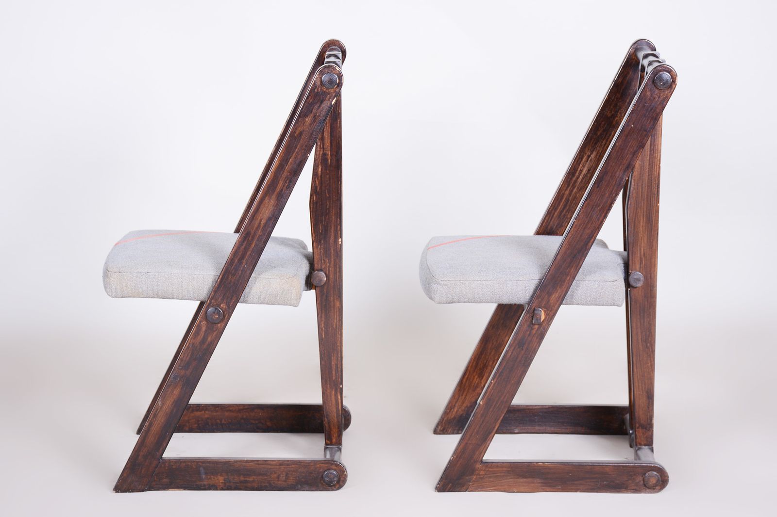Pair Of Avant Gard Armchairs. Made In 1940s Czechia. Original, Non Restored. photo vintage