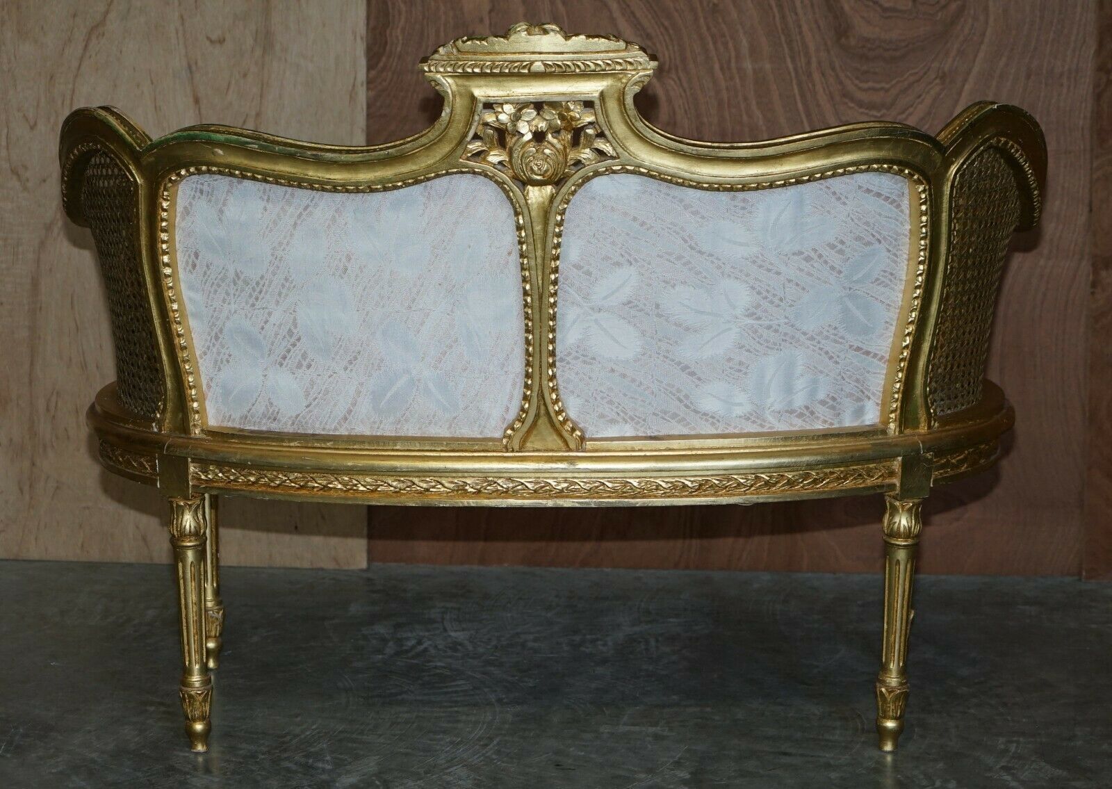 2500.0 Fine Antique Napoleon III Circa 1870 Gold Giltwood Bergere Louis XVI Sofa Settee photo