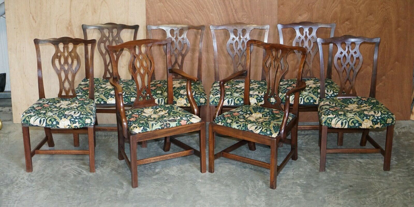 8 Antique George III Circa 1830 Thomas Chippendale Dining Chairs William Morris