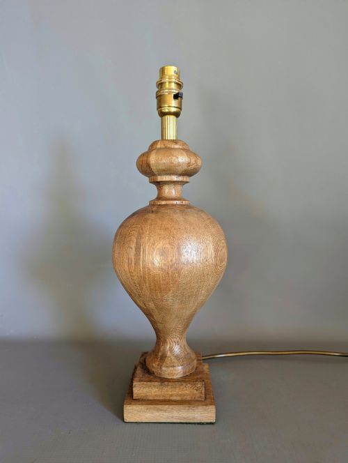 Oak Turned Table Lamps   3 Available photo vintage