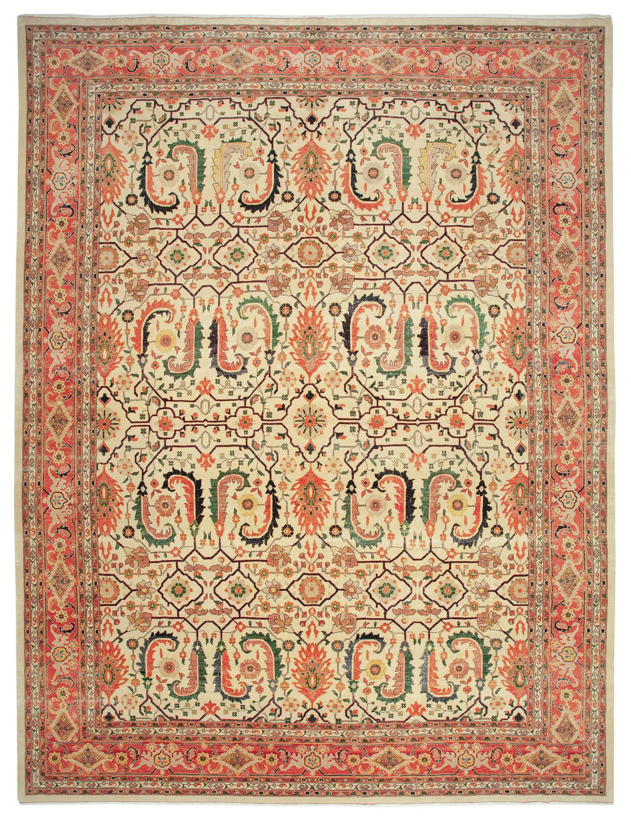 Oriental Hand Knotted 2000s 420 Cm X 537 Cm Orange Large Oushak Carpet