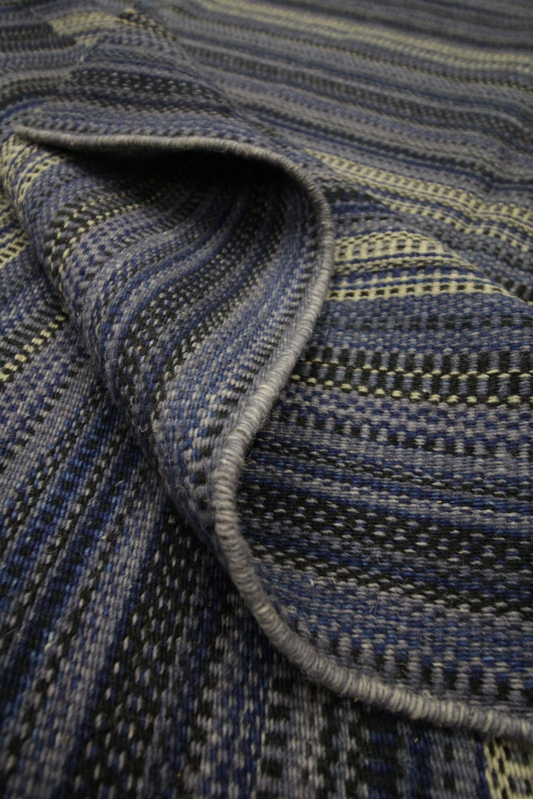 Modern Kilim Rug Blue Wool Carpet Striped Rug Kilim Flat Woven Area Rug photo buy