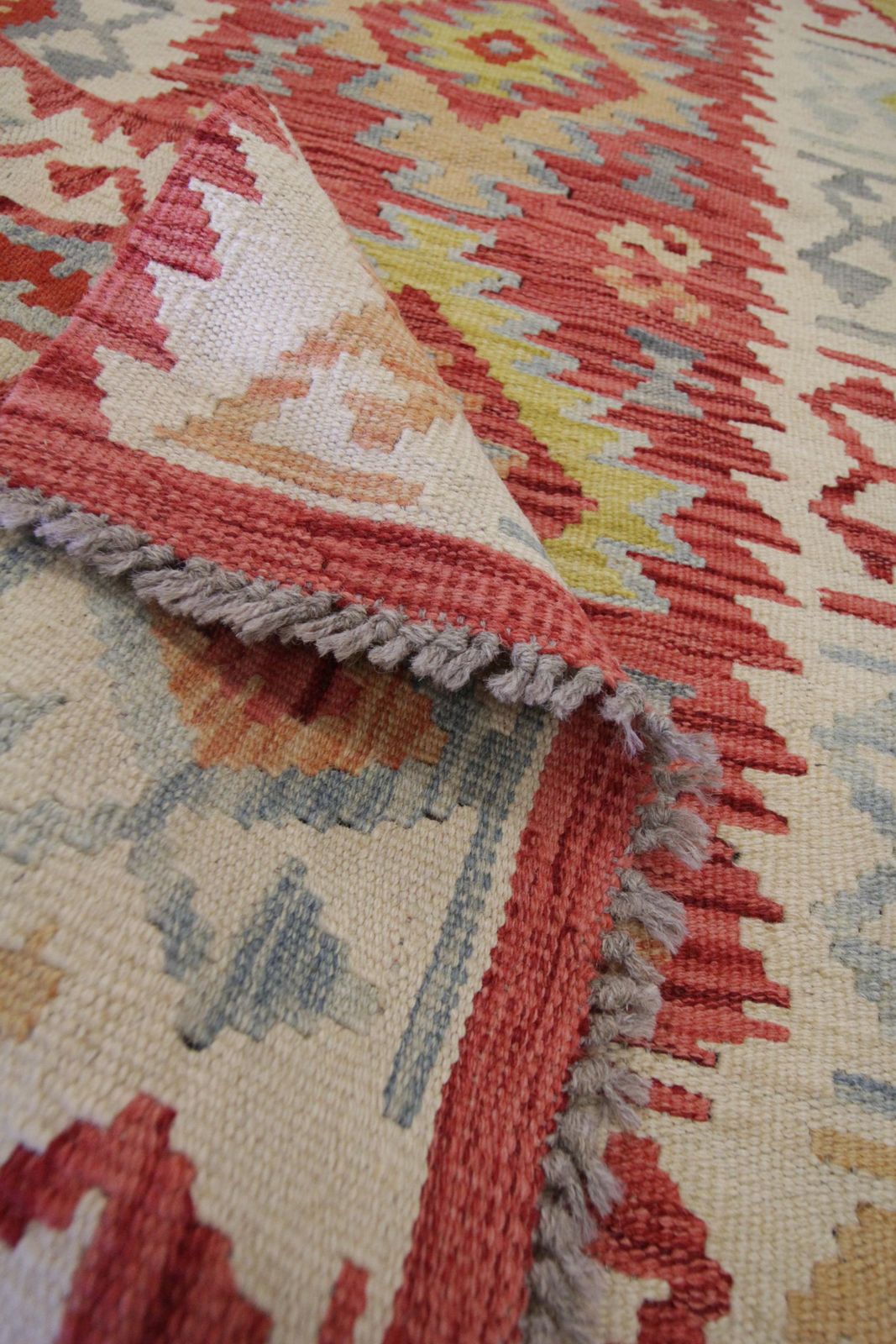 Traditional Scandinavian Red Kilims Wool Area Geometric Carpet Tribal Kilim Rug photo vinterior
