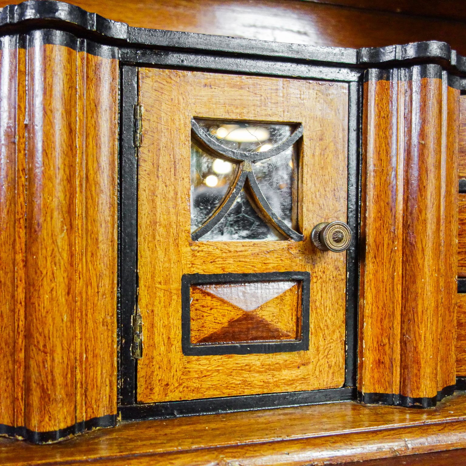 photo vintage Brocante Dutch Secretary Cabinet   Early 1900   Red