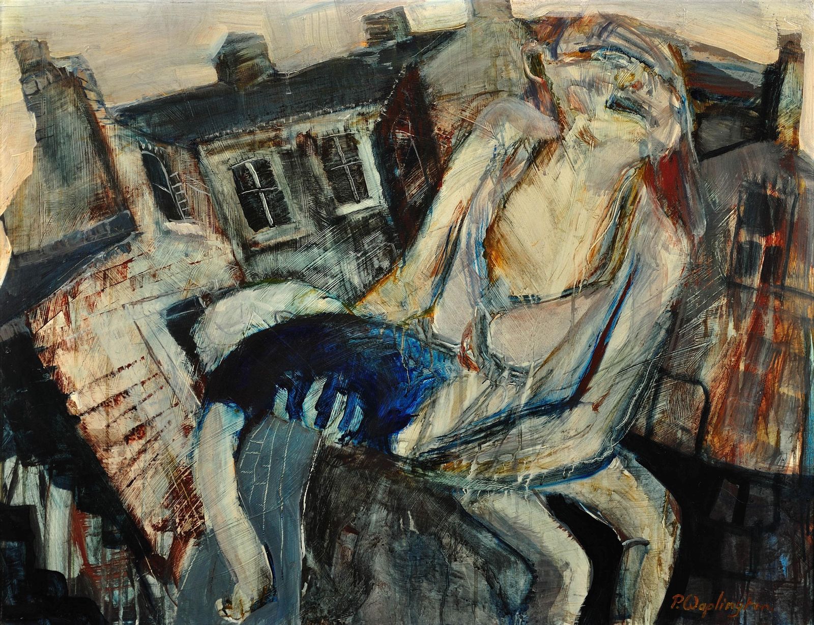 Paul Anthony Waplington B.1938. English. Knocked Out! Forest Fields, 1960s Nottingham. Real Childhood Street Life Drama. Framed Mixed Media Painting. photo furniture