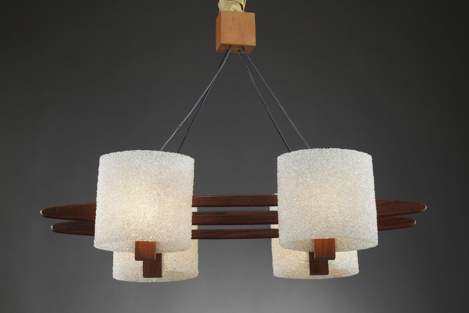 Scandinavian Hanging Lamp In Teak And Perplex Granite photo vintage