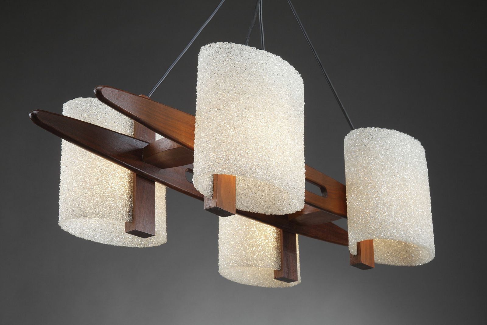 882.0 Scandinavian Hanging Lamp In Teak And Perplex Granite photo