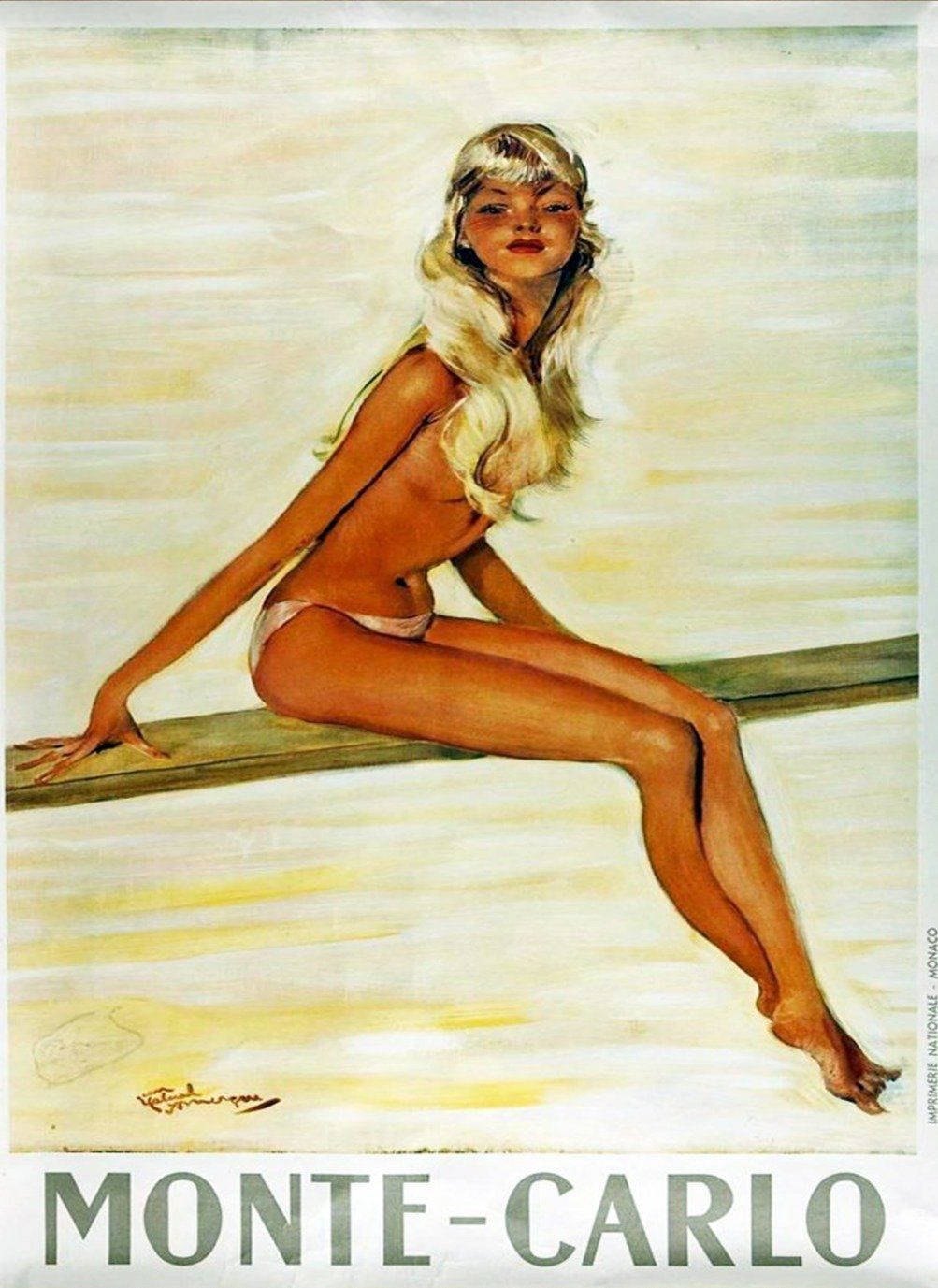 Monte Carlo Vendor 1950 Original Vintage Poster