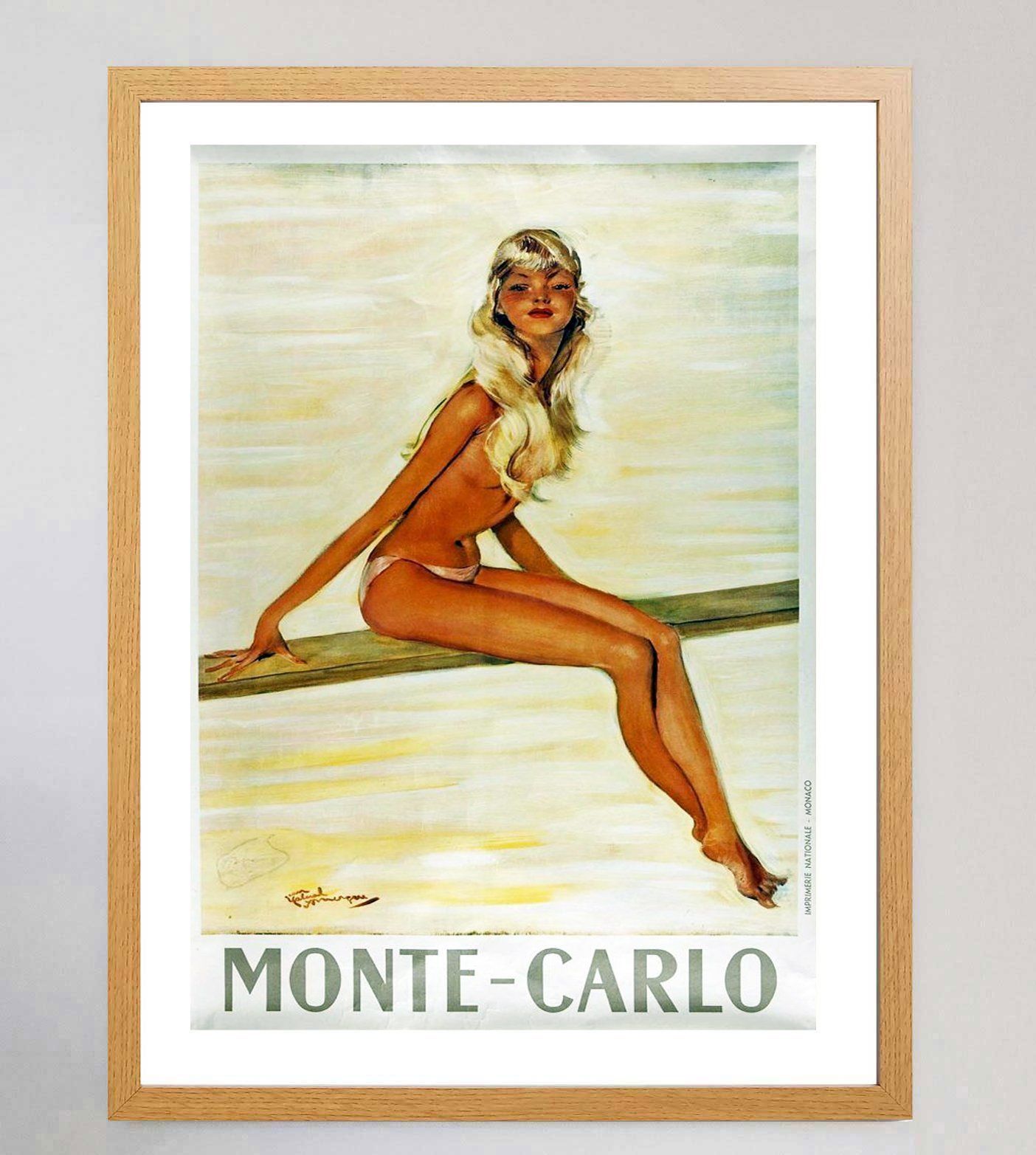 Monte Carlo Vendor 1950 Original Vintage Poster photo Art