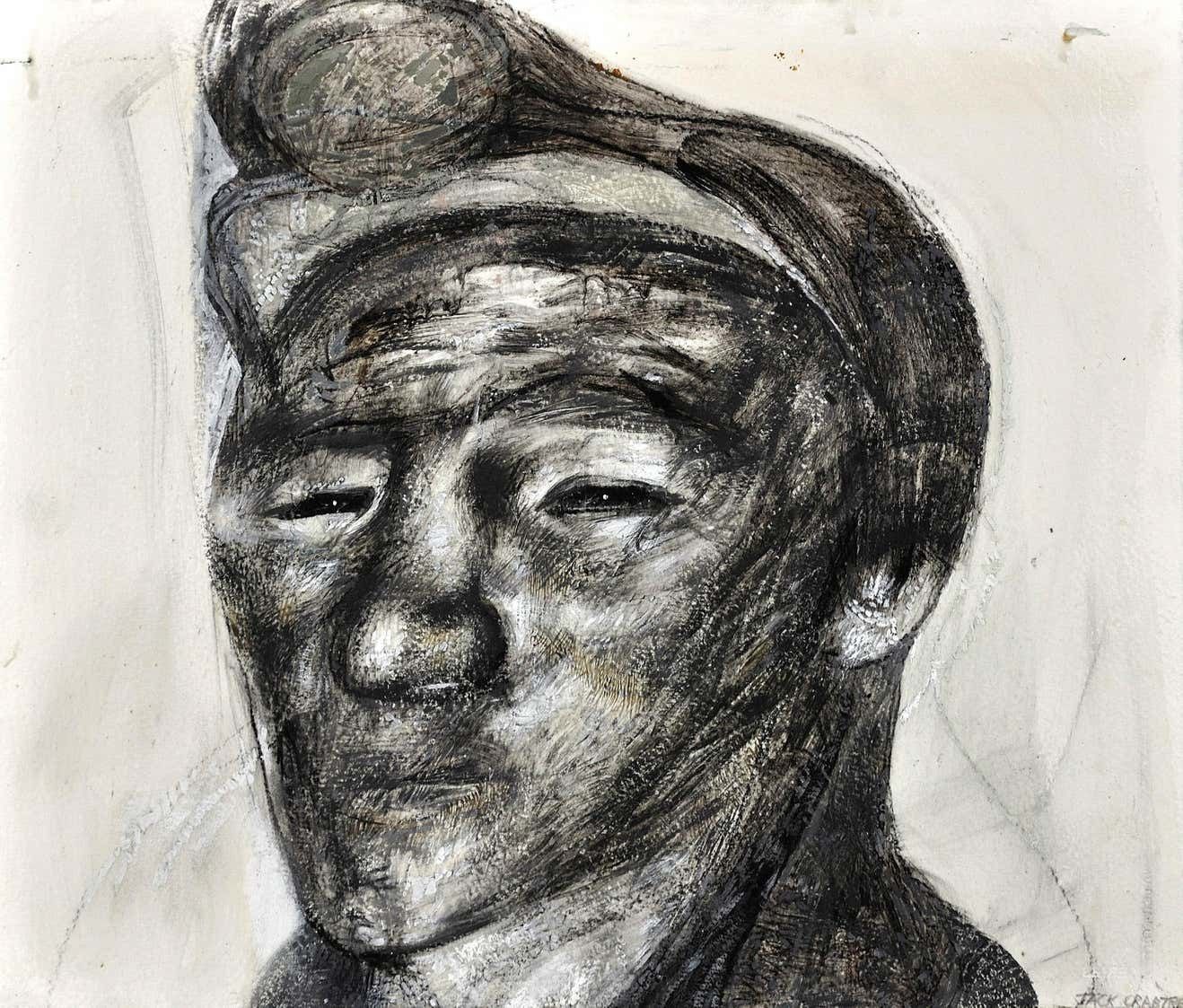 Jack Crabtree B.1938. Welsh Coal Miner. Mixed Media. Framed 1970s Social Realist Artwork. Coal Mining In South Wales. 20th Century Modern British. photo furniture