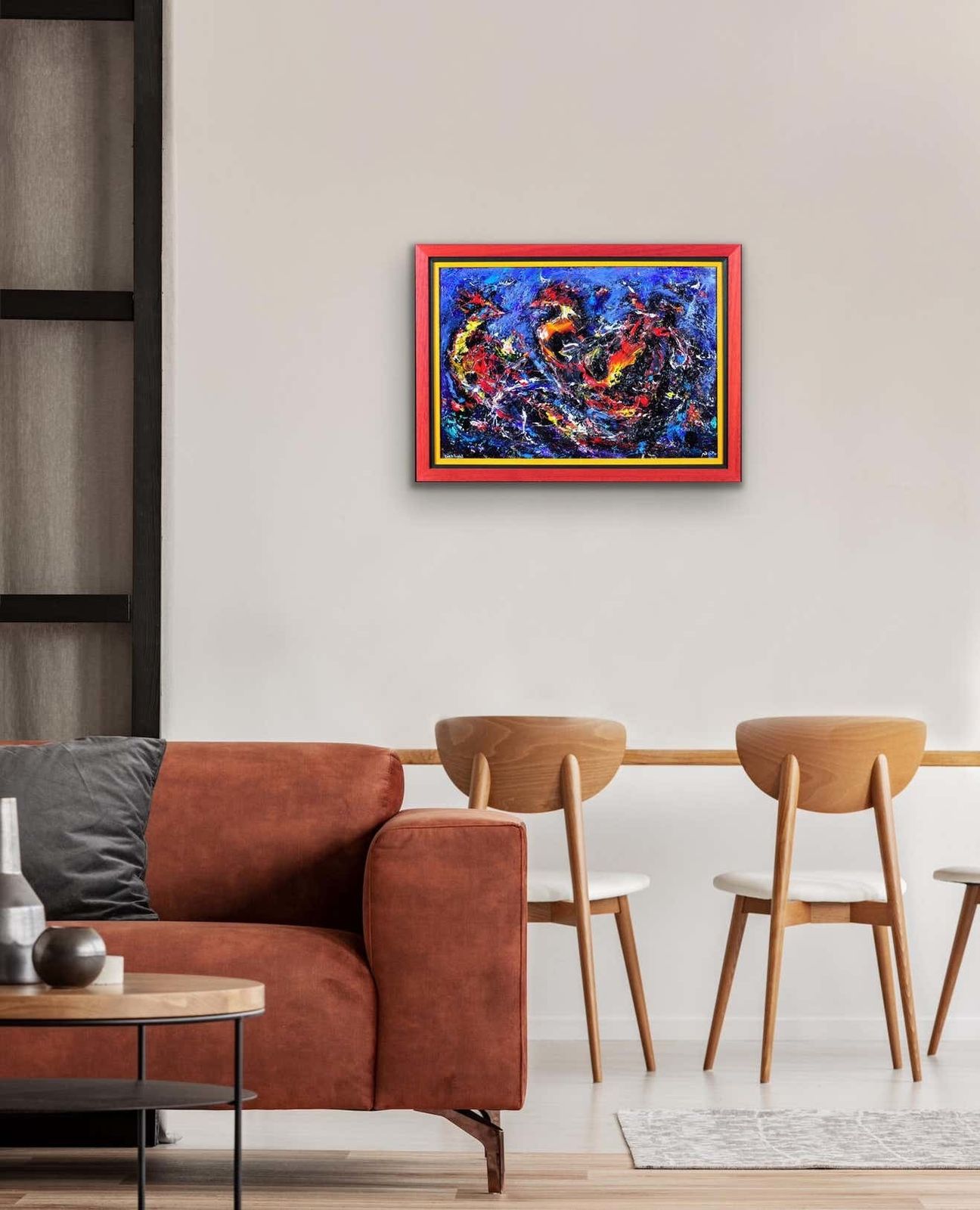 David Wilde 1913 To 1974. English. Cock Fight. Acrylics. Framed. Two Fighting Birds. A Riot Of Aggression, Masculinity & Feathers. Mid Century Modern photo buy