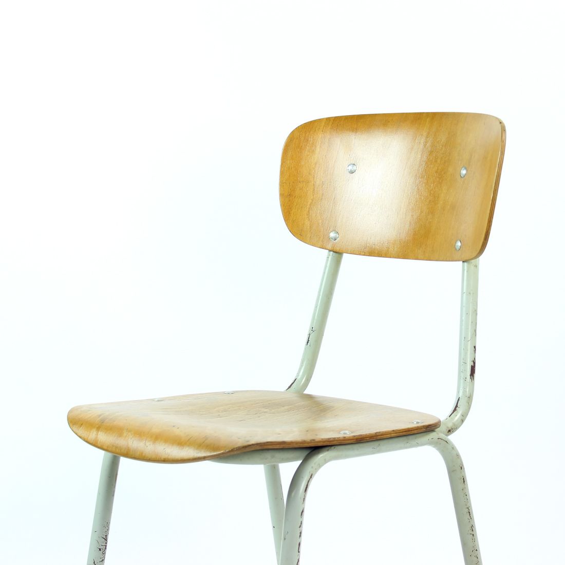 School Chair In Metal And Plywood, Kovona, Czechoslovakia 1960s photo furniture