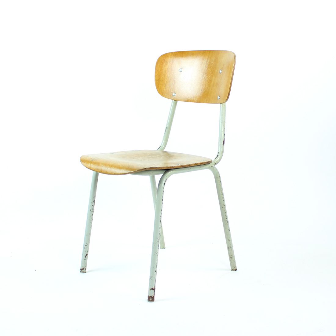 School Chair In Metal And Plywood, Kovona, Czechoslovakia 1960s