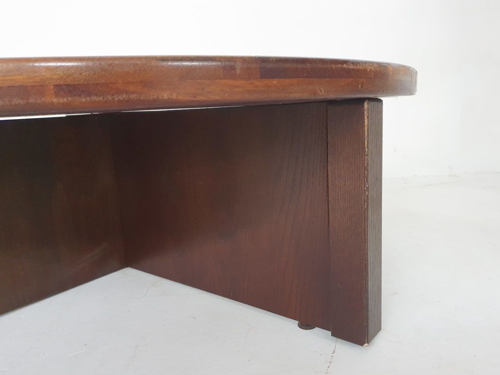 Tue Poulsen Voor Haslev Møbelsnedkeri, Salontafel Van Steen En Eiken, Denemarken Ca. Jaren 1960 photo vintage