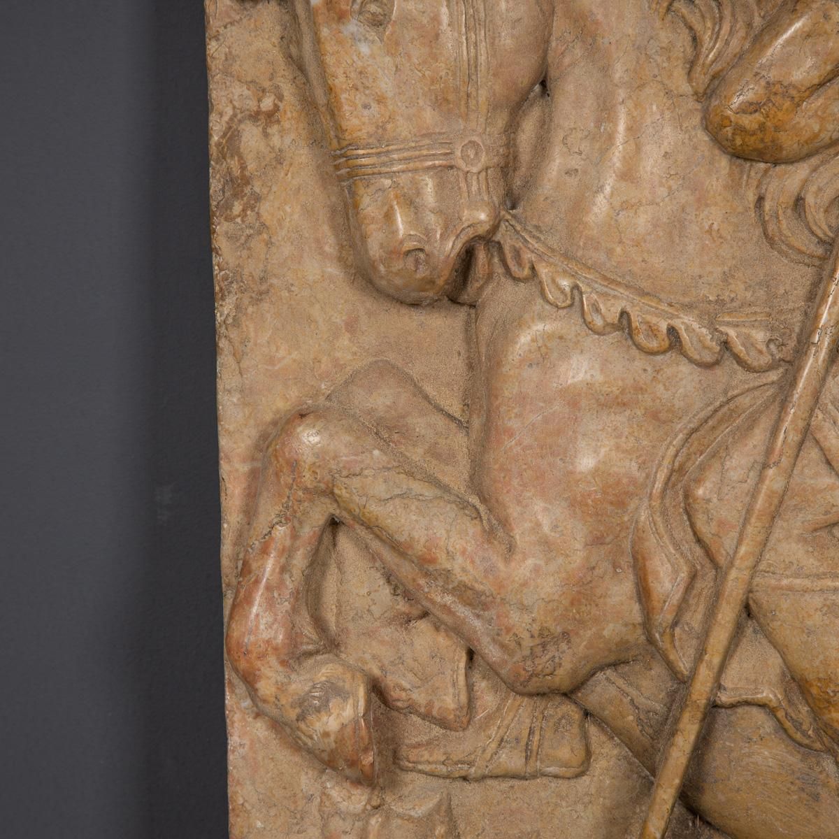 photo furniture 19th Century Italian Marble Plaque Of George Slaying The Dragon, C.1870